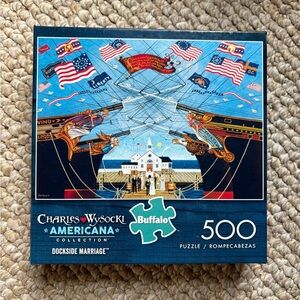 Buffalo Charles Wysocki Americana 500-Piece Puzzle - Dockside Marriage - NEW